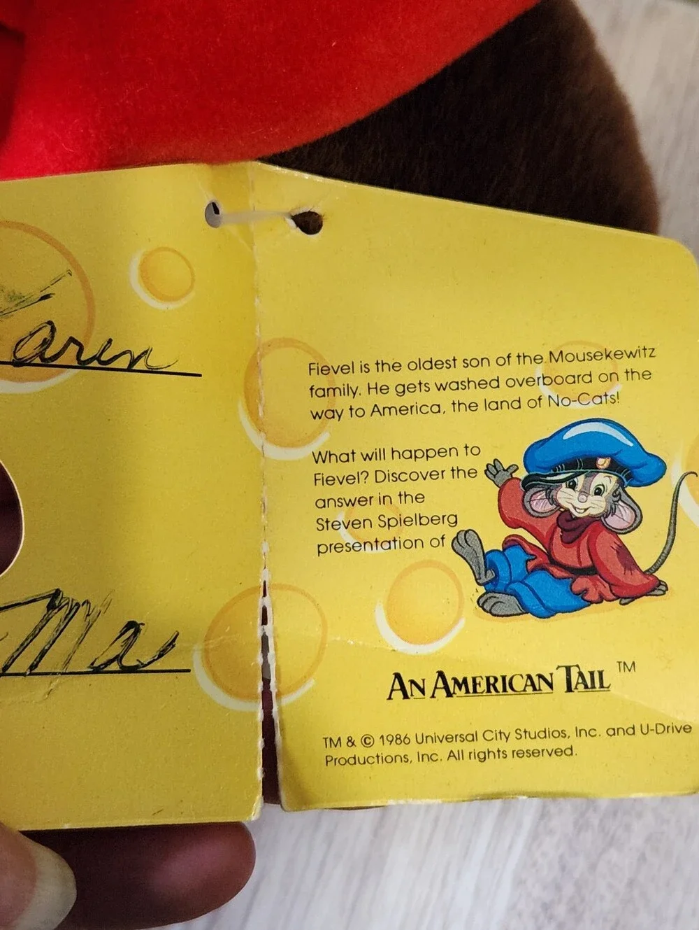 Vintage 1986 An American Tail Fievel Plush Large Sears Exclusive With Tags